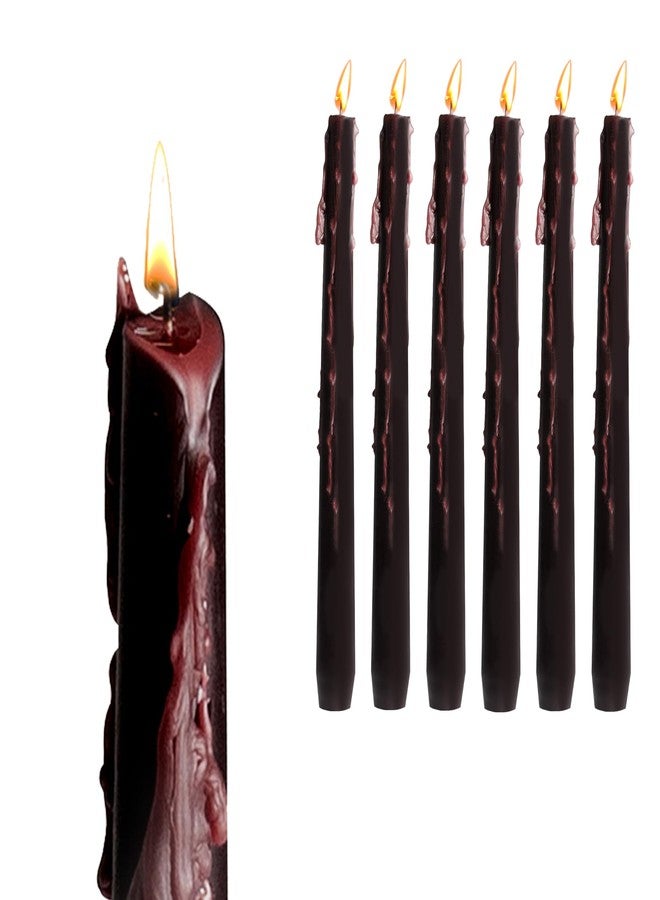 VESFASOV 6 Pack Halloween Bleeding Taper Candles, 10 Inch Vampire Tears Tapered Candles, Spooky Tall Black Taper Candles Dark Red Candle for Gothic Decor Vampire Decor Halloween Home Decorations - Image 1